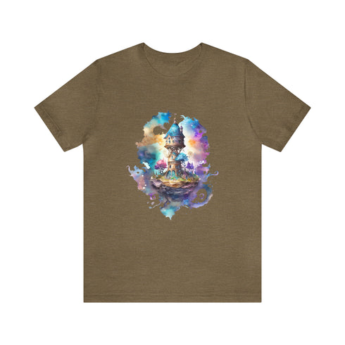 The Wizard's Floating Tower - Short Sleeve Tee Heather Olive
